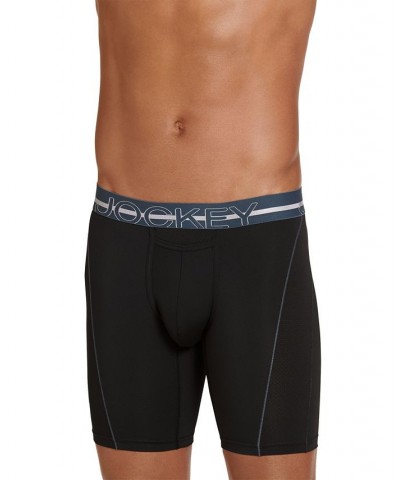 Men's Sport Silver Solution Stretch Long Leg Boxer Briefs Black $10.55 Underwear