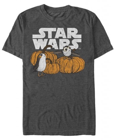 Star Wars Men's Pumpkin Patch Porg Short Sleeve T-Shirt Gray $16.80 T-Shirts