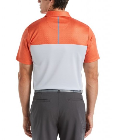 Men's Athletic-Fit Airflux Birdseye Block Print Short Sleeve Golf Polo Shirt PD10 $13.92 Polo Shirts