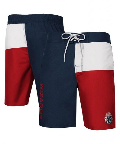 Men's Navy and Red Washington Wizards Breeze Color Block Swim Trunks $17.63 Swimsuits