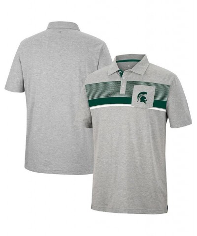 Men's Heathered Gray Michigan State Spartans Golfer Pocket Polo Shirt $27.03 Polo Shirts