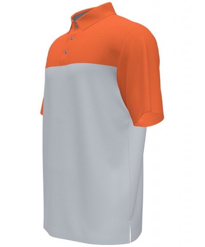 Men's Athletic-Fit Airflux Birdseye Block Print Short Sleeve Golf Polo Shirt PD10 $13.92 Polo Shirts