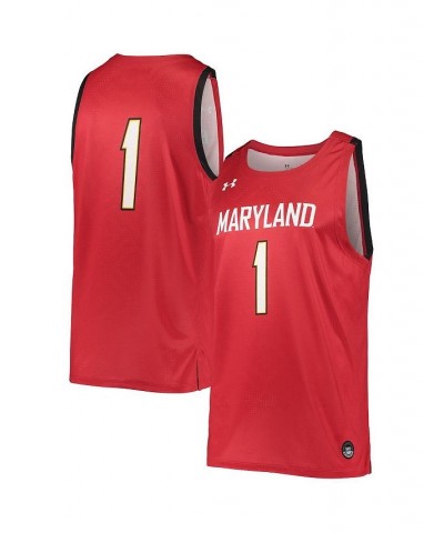 Men's 1 Red Maryland Terrapins College Replica Basketball Jersey $37.80 Jersey
