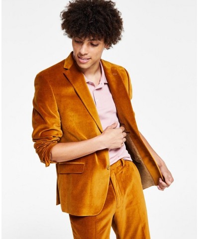 Men's Slim-Fit Solid Velvet Blazer Gold $26.40 Blazers
