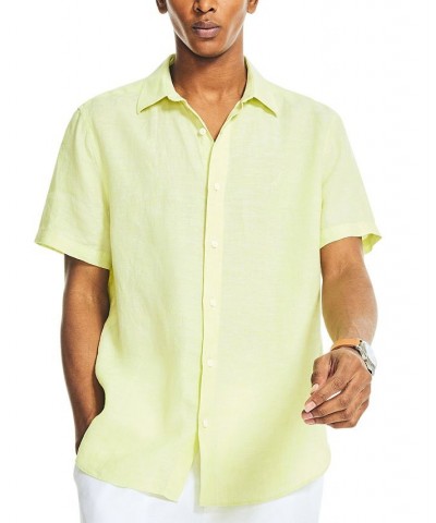 Men's Classic-Fit Solid Linen Short-Sleeve Shirt Yellow $29.25 Shirts