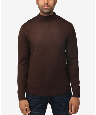 Men's Basic Mock Neck Midweight Pullover Sweater Dark Brown $35.10 Sweaters