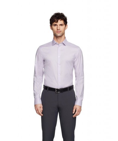 Men's Refined Slim Fit Stretch Dress Shirt Purple $26.55 Dress Shirts