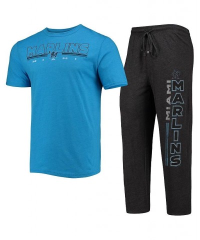 Men's Black, Blue Miami Marlins Meter T-shirt and Pants Sleep Set $38.49 Pajama
