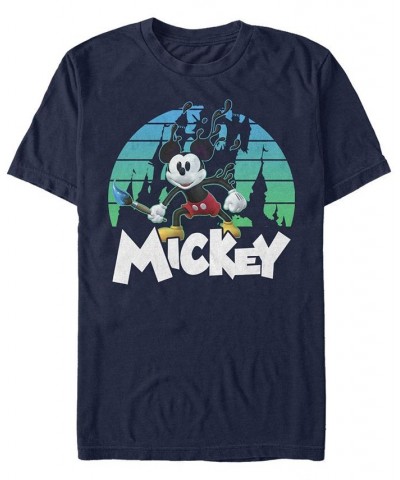 Men's Epic Mickey Mickey Retro Sunset Short Sleeve T-shirt Blue $17.50 T-Shirts