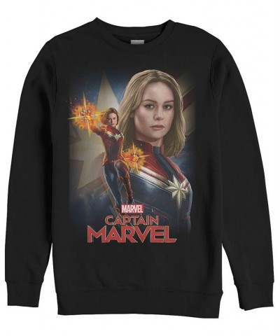 Marvel Men's Captain Marvel American Poster, Crewneck Fleece Black $27.50 Sweatshirt