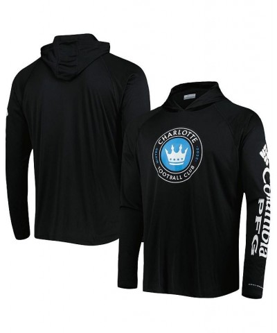 Men's Black Charlotte FC Terminal Tackle Omni-Shade Raglan Pullover Hoodie $40.49 Sweatshirt