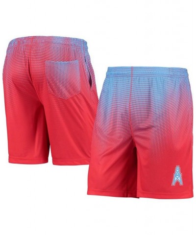 Men's Light Blue and Red Houston Oilers Gridiron Classic Pixel Gradient Training Shorts $23.99 Shorts