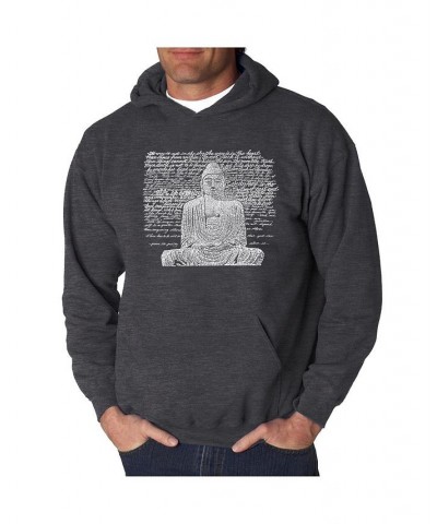 Men's Word Art Hooded Sweatshirt - Zen Buddha Gray $35.99 Sweatshirt