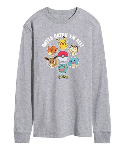 Men's Pokemon Gotta Catch 'Em Long Sleeve T-shirt Gray $18.06 T-Shirts