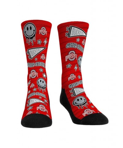 Men's and Women's Socks Ohio State Buckeyes Smiley Stickers Crew Socks $15.00 Socks