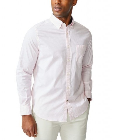 Men's Classic-Fit Long-Sleeve Stretch Stripe Poplin Shirt Pink $30.73 Shirts