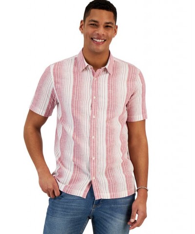 Men's Garret Stripe Short-Sleeve Shirt Orange $20.00 Shirts