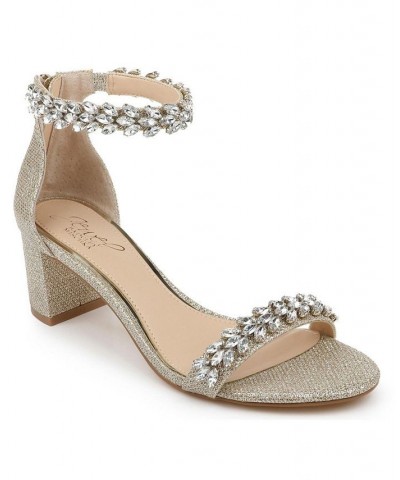 Women's Bronwen Block Heel Evening Sandals Gold Glitter $59.50 Shoes