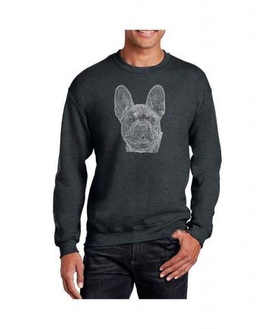 Men's Word Art French Bulldog Crewneck Sweatshirt Gray $23.00 Sweatshirt