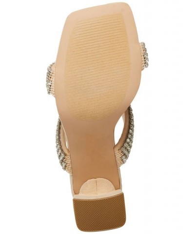 Women's Wit Rhinestone Block-Heel Dress Sandals Tan/Beige $22.10 Shoes