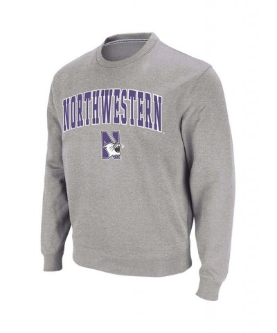 Men's Heather Gray Northwestern Wildcats Arch Logo Crew Neck Sweatshirt $32.39 Sweatshirt