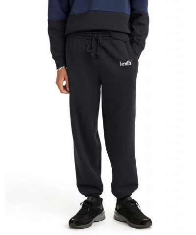 Men's Graphic Relaxed Fit Denim Elastic Waistband Sweatpants Black $25.85 Pants