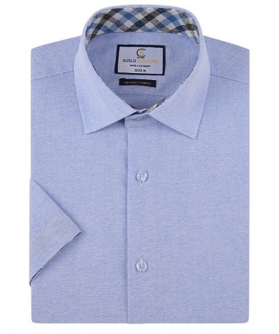Men's Slim Fit Linen Look Short Sleeve Button Down Shirt PD02 $17.84 Dress Shirts