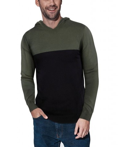 Men's Basic Hooded Colorblock Midweight Sweater Olive, Black $26.40 Sweaters